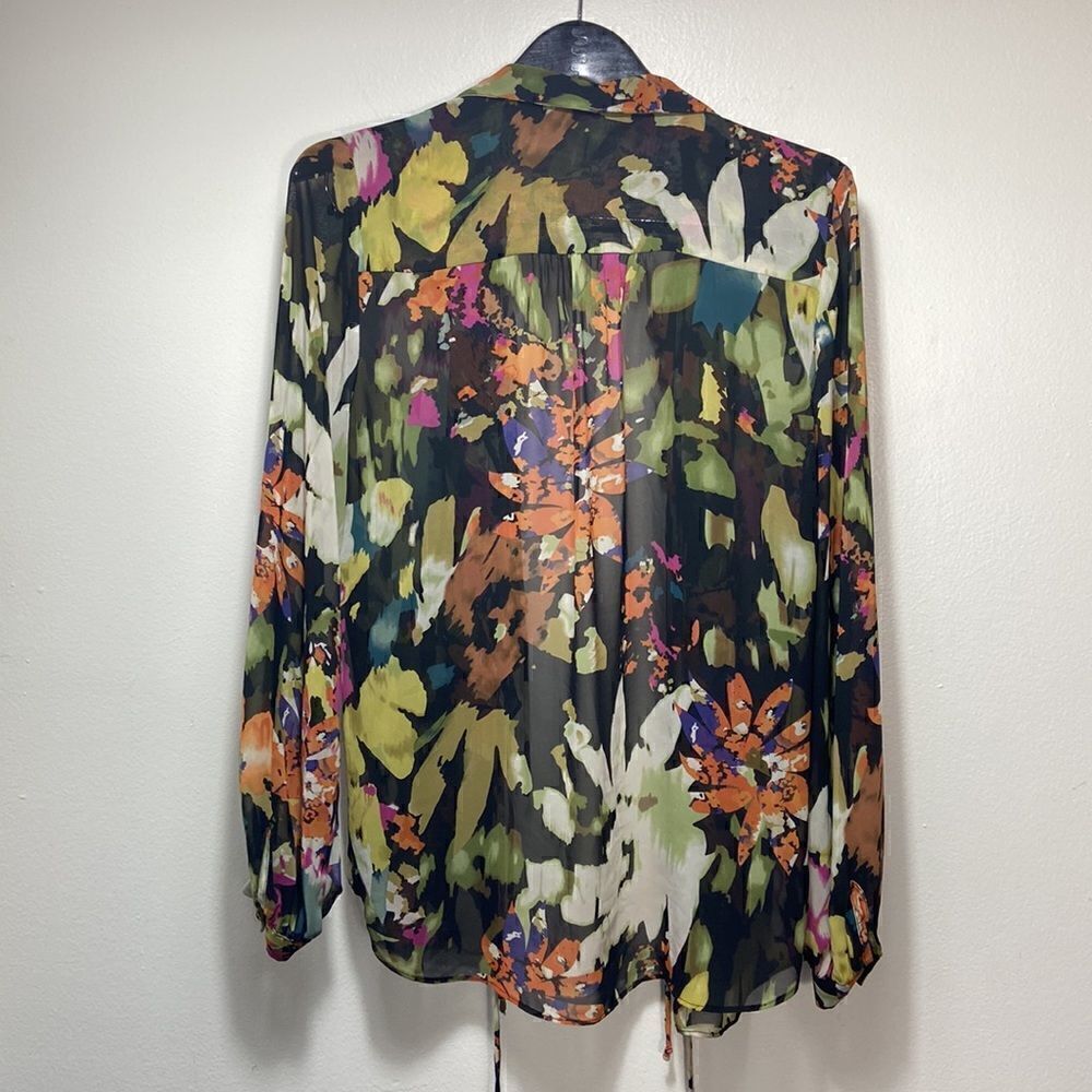 CAbi Cascading Ruffles Tie front Blouse Size S - Picture 8 of 9